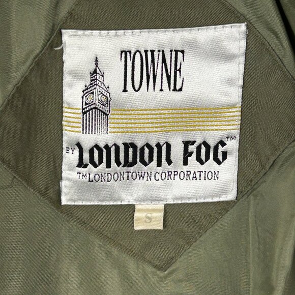 London Fog Field Coat Mens S Green Utility  Vintage Rain Jacket Rollaway Hood - Picture 11 of 16